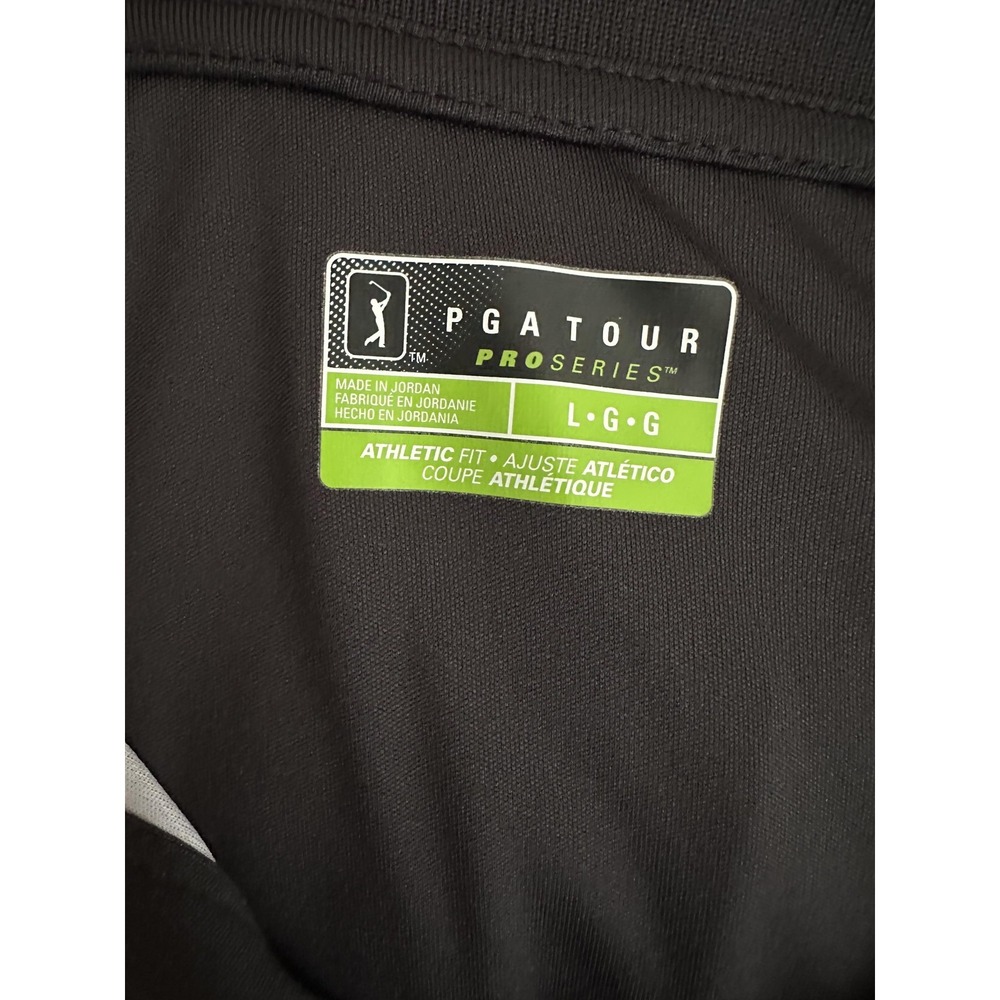 PGA Tour Polo Shirt Mens Large Black Pro Series Athletic Fit Golf Performance - Picture 3 of 6